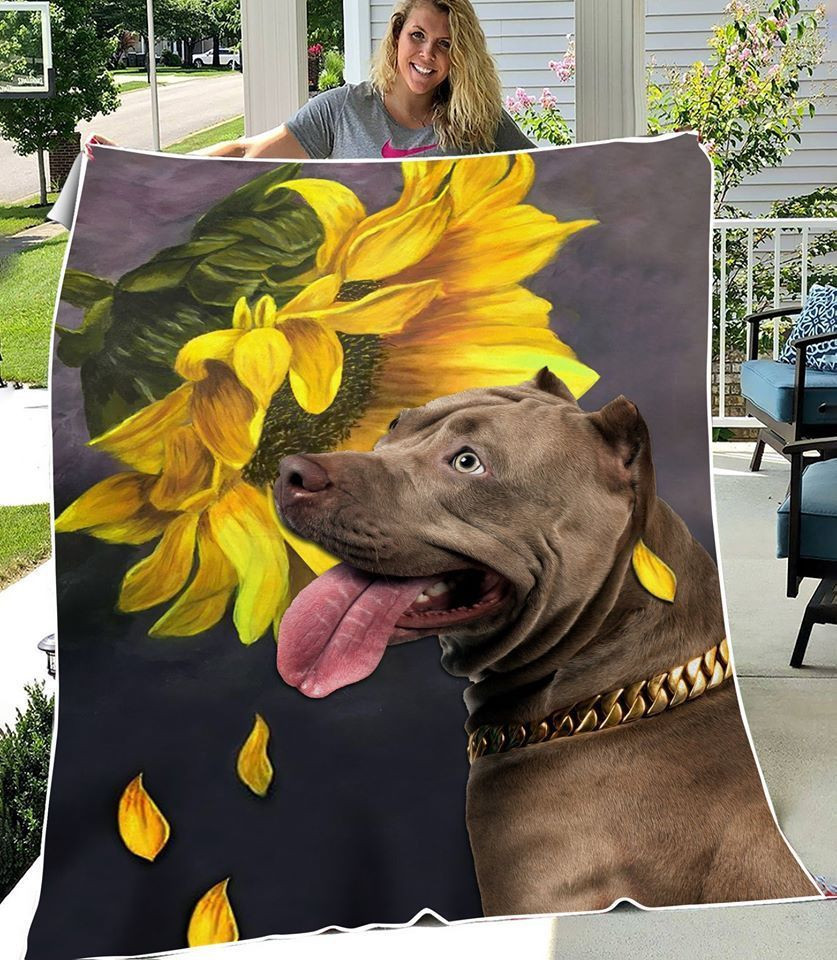 pitbull-cute-pitbull-with-sunflower-beautiful-bcg190-quilt