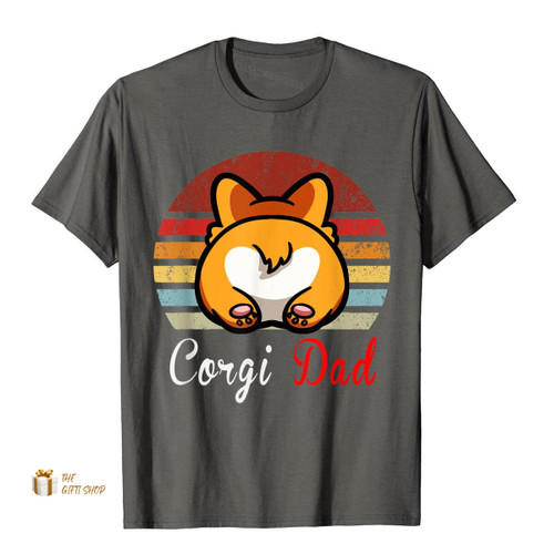 Vintage Retro Corgi Dog Love-R Dad Mom Boy Girl Funny T-Shirt Cotton