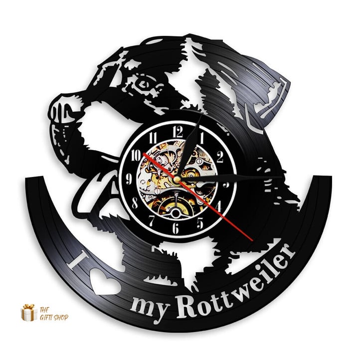 Rottweiler Puppy Dog Wall Clock & LED Light