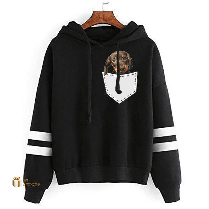 Winter Pocket Dachshund Print Clothing Long Sleeve Casual Autumn Hoodies