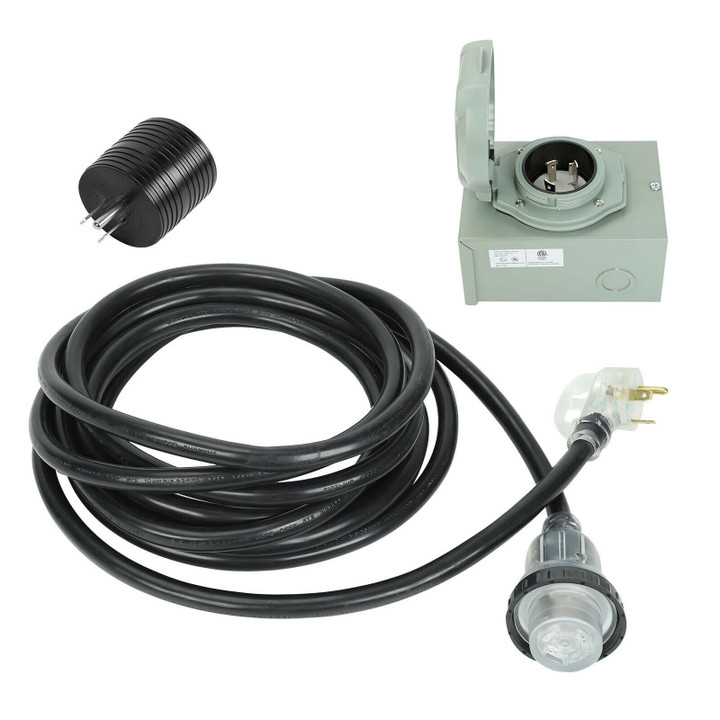 Nema 14-50P 25Ft 30Amp Rv Power Cord Wire Connector & Iron Plug Inlet Box 3750W 
