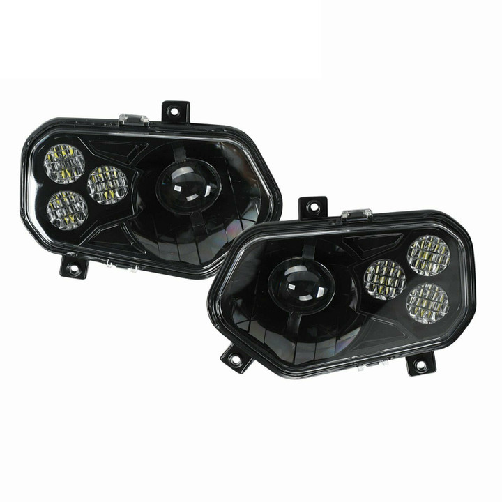 Black Led Conversion Headlights Kit Style For 11-14 Polaris Rzr 800 900 Xp 
