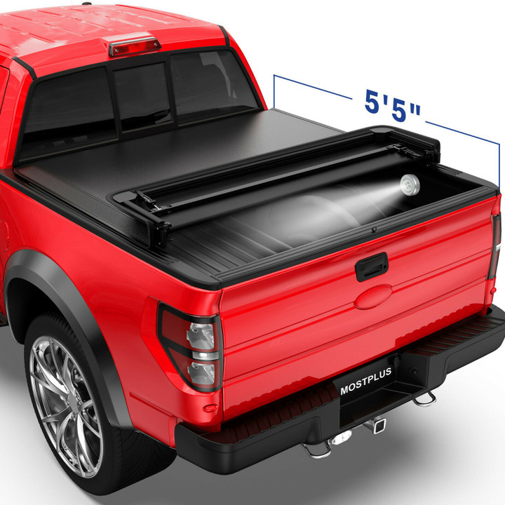4 Fold 5.5Ft Soft Truck Bed Tonneau Cover For 2009-2014 Ford F150 F-150 On Top 
