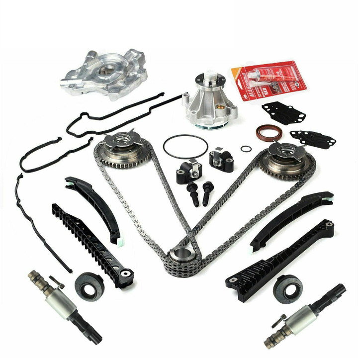 For Ford Lincoln 5.4 V3 Timing Chain Kits +Cam Phasers+Oil & Water Pump+Solenoid 
