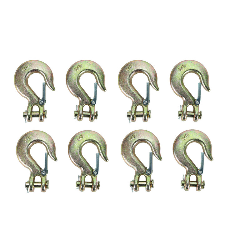 (8)5/16" Inch Grade 70 Clevis Slip Hook Tow Chain Hook W/ Latch Forged For Truck 
