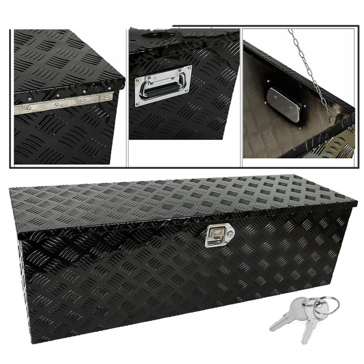X-Large 48"X15"X15" Tool Box Aluminum Trailer Pickup Truck Bed Storage Lock+Key 
