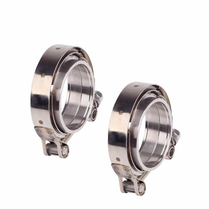 2Pcs 4�� /102Mm Turbo Pipe Wastegate Exhaust Stainless V-Band Clamp+Flange 4'' 
