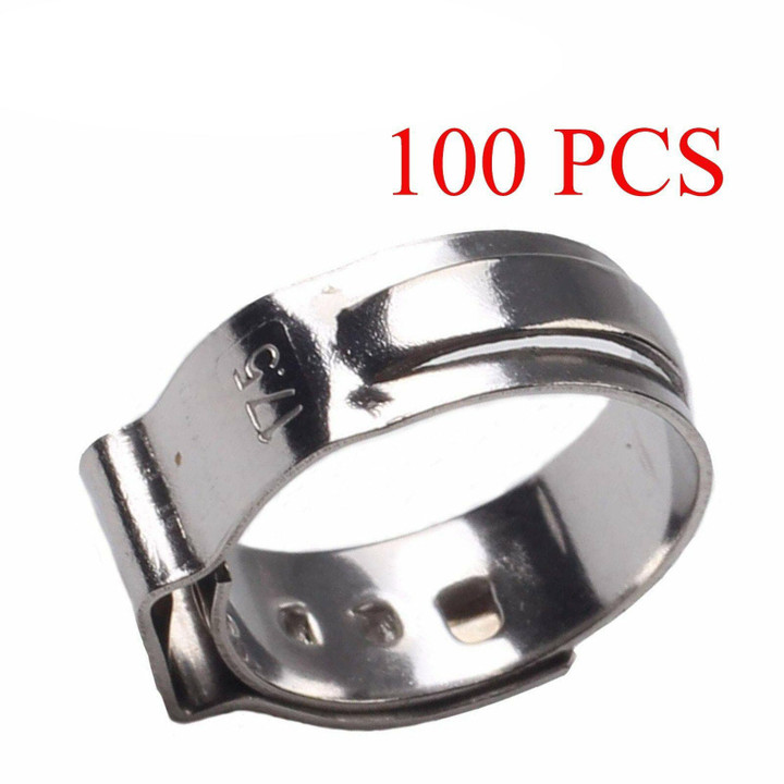 100X 1/2�� Pex Clamp Cinch Rings Crimp Pinch Fittings 304 Stainless Steel