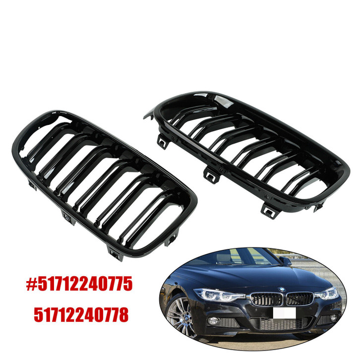 Fit Bmw 2012-2018 F30 F31 3-Series Front Bumper Kidney Black Grill Grille