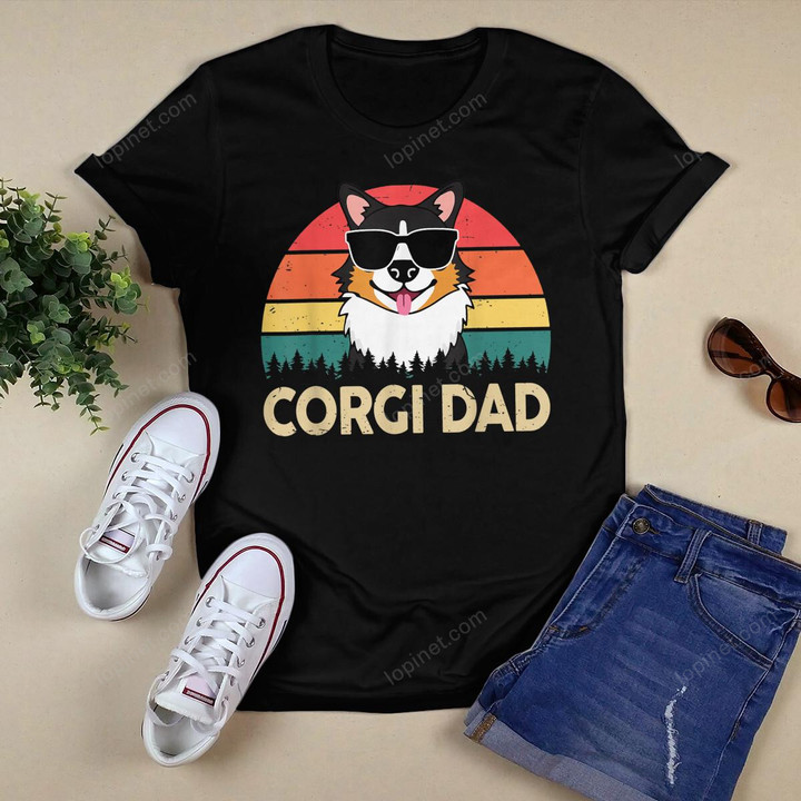 Mens Corgi-Shirt Tricolor Corgi Dad