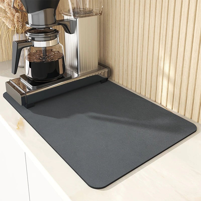 DK177 Dish Drying Mat for Kitchen Counter [Hide Stain] Super Absorbent,  Non-Slip, Heat-Resistant, Great for Dishes, Rack Pad, Kitchen Counter,  Coffee