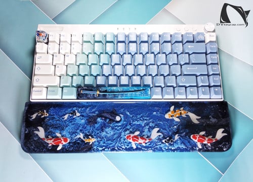 Koi fish resin wrist rest Handmade, blue color , Keyboard Wrist Rest-Artisan Keycap- gifts for him- Unique Gift for him/her