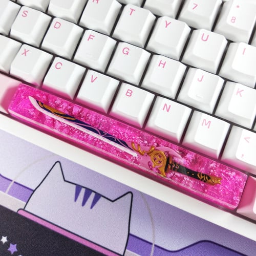 Mistsplitter Reforged spacebar, custom space bar pink color, spacebar artisan, spacebar resin, Genshin Impact keycaps, Genshin Impact Theme Keycap