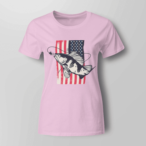AMERICAN FLAG & FISH | LADIES T-SHIRT