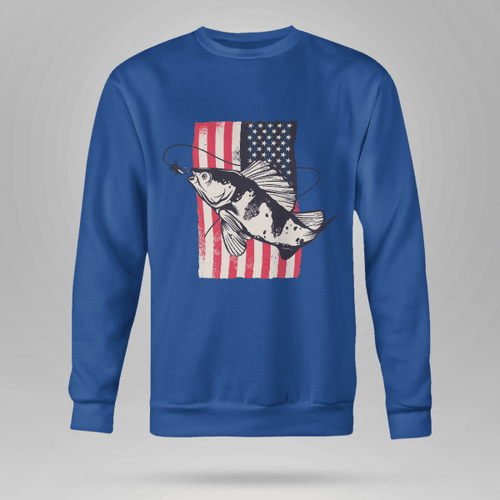 American flag & fish | Crewneck Sweatshirt