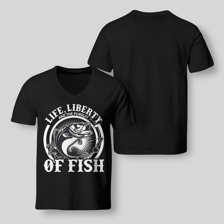 LIFE, LIBERTY AND THE PURSUIT OF FISH | V-NECK T-SHIRT