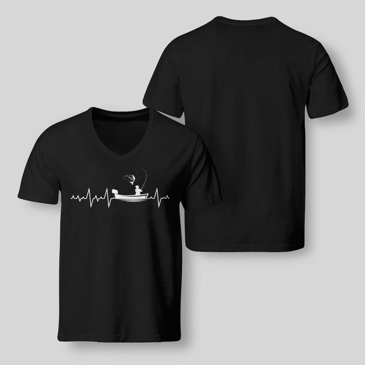 FISHING IS MY HEARTBEAT | V-NECK T-SHIRT