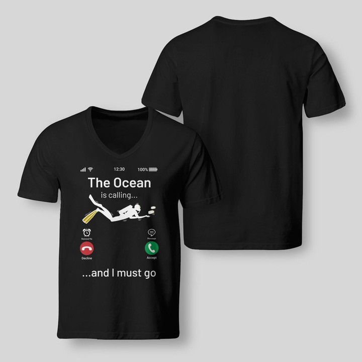 THE OCEAN IS CALLING AND I MUST GO | V-NECK T-SHIRT