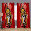 Ottawa Senators Grunge Window Curtains - Canadian Hockey Club Blue Blackout Curtains, Living Room Curtains For Window