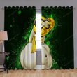 Lakitu Cartoon Wizard Window Curtains - Green Neon Lights Super Mario Blackout Curtains, Living Room Curtains For Window