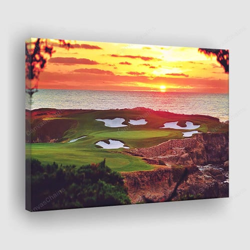 Cypress Point Club, Pebble Beach, Calif Purple Sunset Painting Canvas - Canvas Print, Canvas Art, Wall Decor