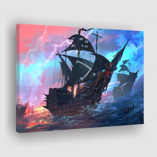 Concept Art Fantasy Pirate Ship Painting Canvas - Canvas Print, Canvas Art, Wall Decor For Living Room
