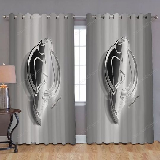 New Jersey Devils Window Curtains - American Hockey Club 3D Blackout Curtains, Living Room Curtains For Window