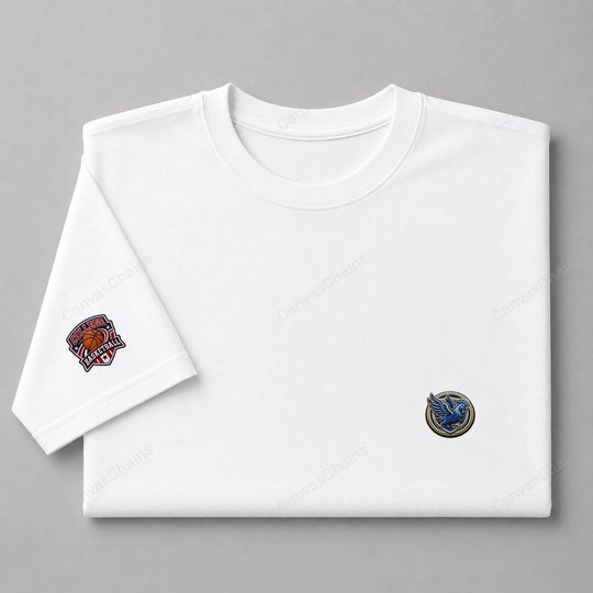 034 Delaware Fightin Blue Hens Embroidered Logo Puff Embroidered Logo T-Shirt - Unisex Short Sleeve Tee