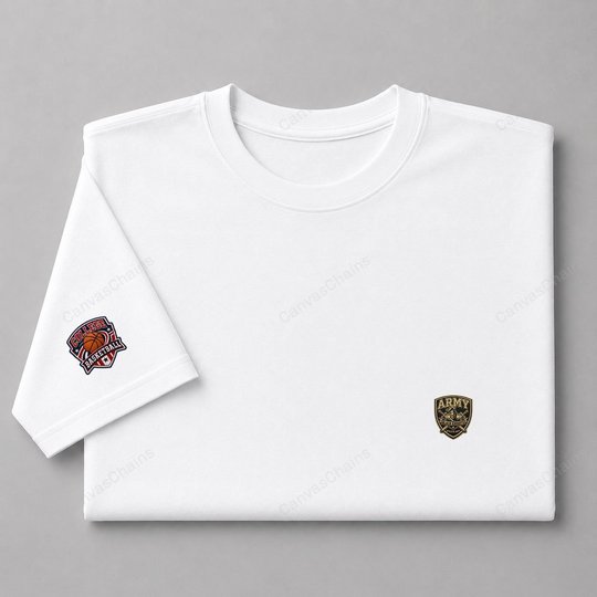018 Army Black Knights Embroidered Logo Puff Embroidered Logo T-Shirt - Unisex Short Sleeve Tee