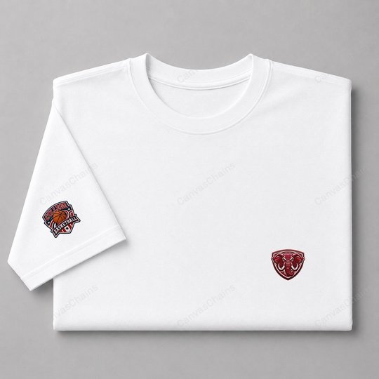004 Alabama Crimson Tide Embroidered Logo Puff Embroidered Logo T-Shirt - Unisex Short Sleeve Tee