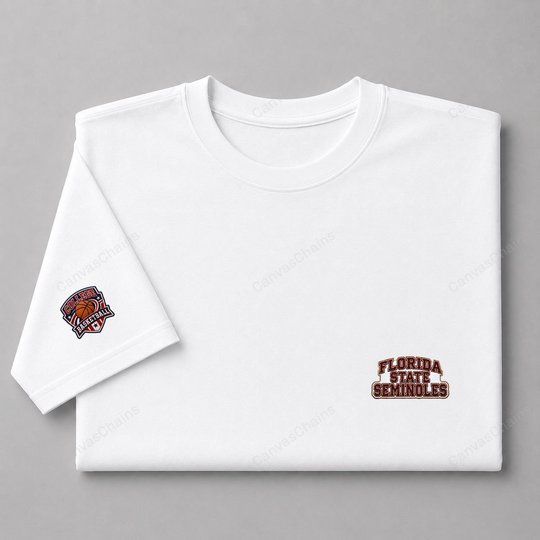047 Florida State Seminoles Embroidered Logo Puff Embroidered Logo T-Shirt - Unisex Short Sleeve Tee