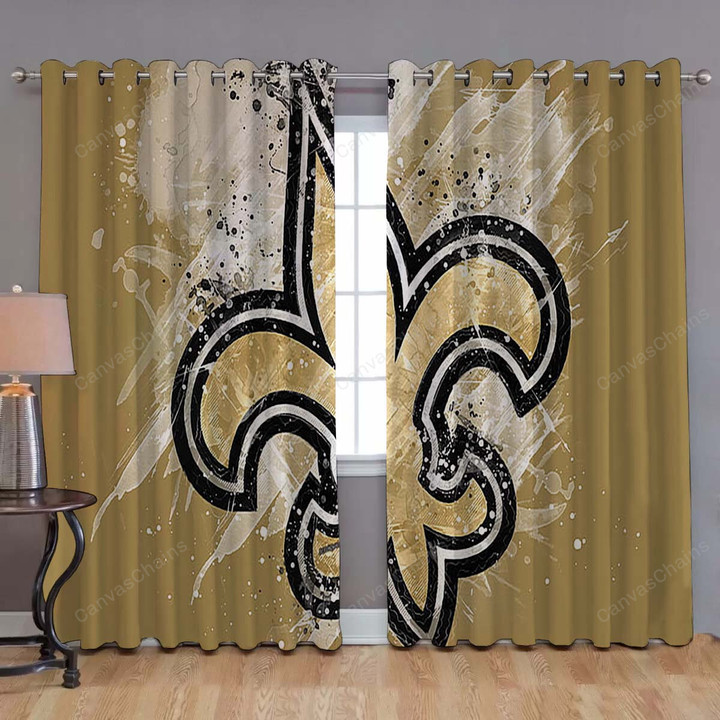 New Orleans Saints Window Curtains - Grunge American Football Team Blackout Curtains, Living Room Curtains For Window