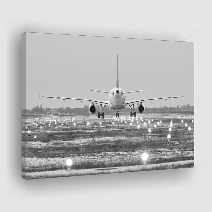 Airplane On The Runway Painting Canvas - Canvas Print, Canvas Art, Wall Decor For Living Room