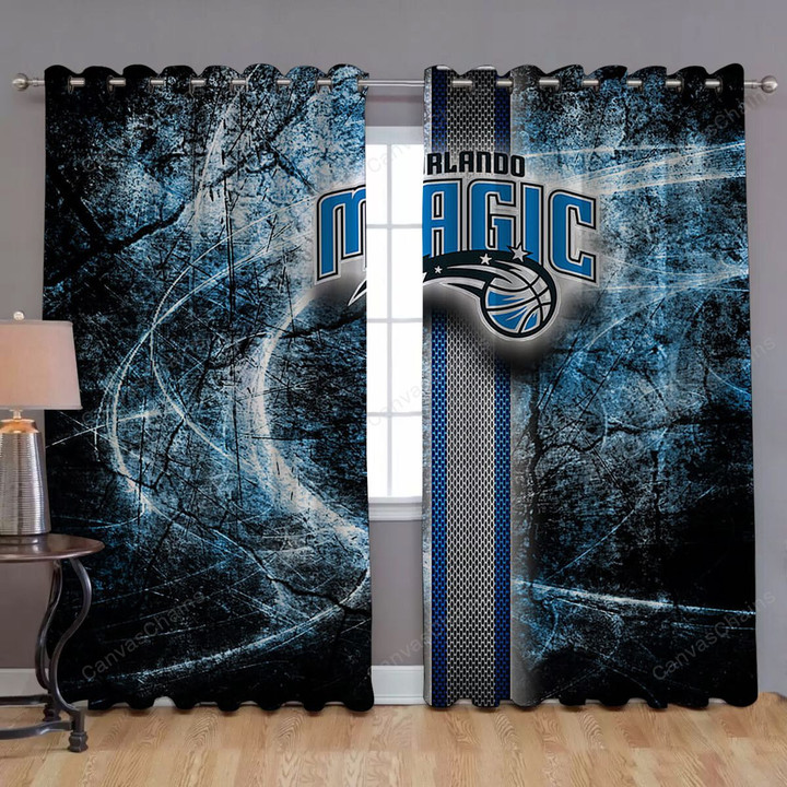 Orlando Magic Lg Window Curtains - Basketball Blue Florida Blackout Curtains, Living Room Curtains For Window
