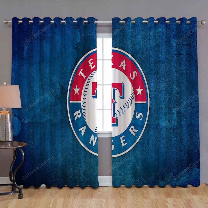 Sports Window Curtains - Baseball Texas Rangers1002 Blackout Curtains, Living Room Curtains For Window