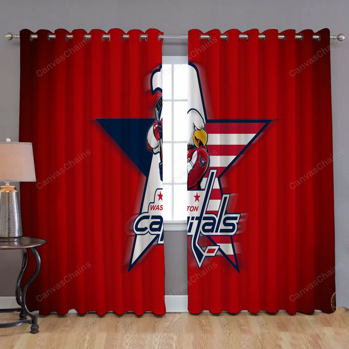 Washington Capitals 6 Window Curtains - Blackout Curtains, Living Room Curtains For Window