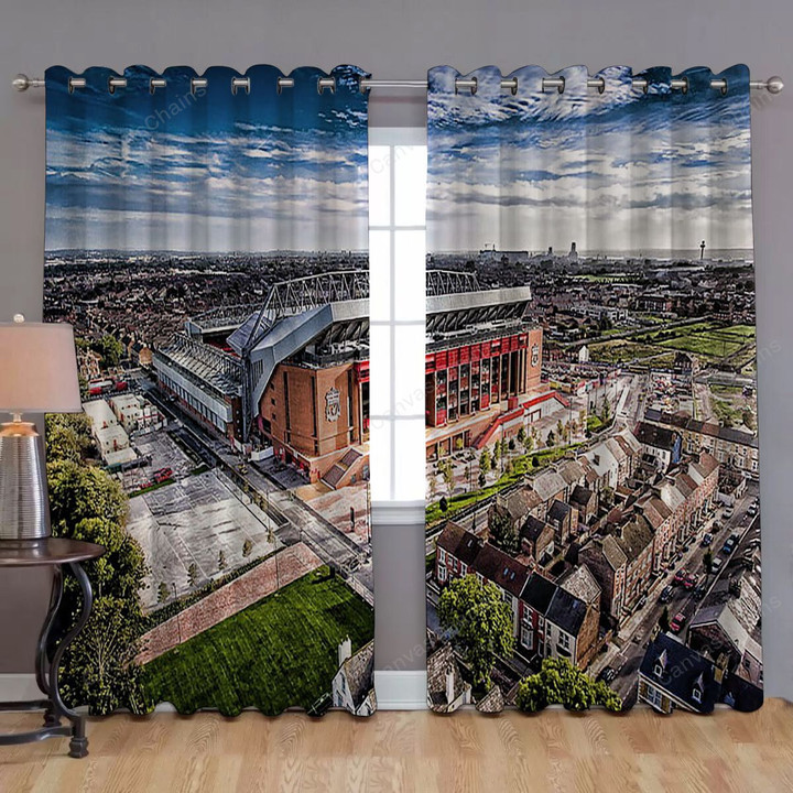 Anfield Liverpool Stadium England R Soccer Window Curtains - Blackout Curtains, Living Room Curtains For Window