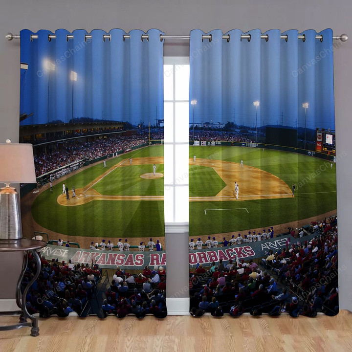 Baseball Stadium Boardwalk Window Curtains - Blackout Curtains, Living Room Curtains For Window