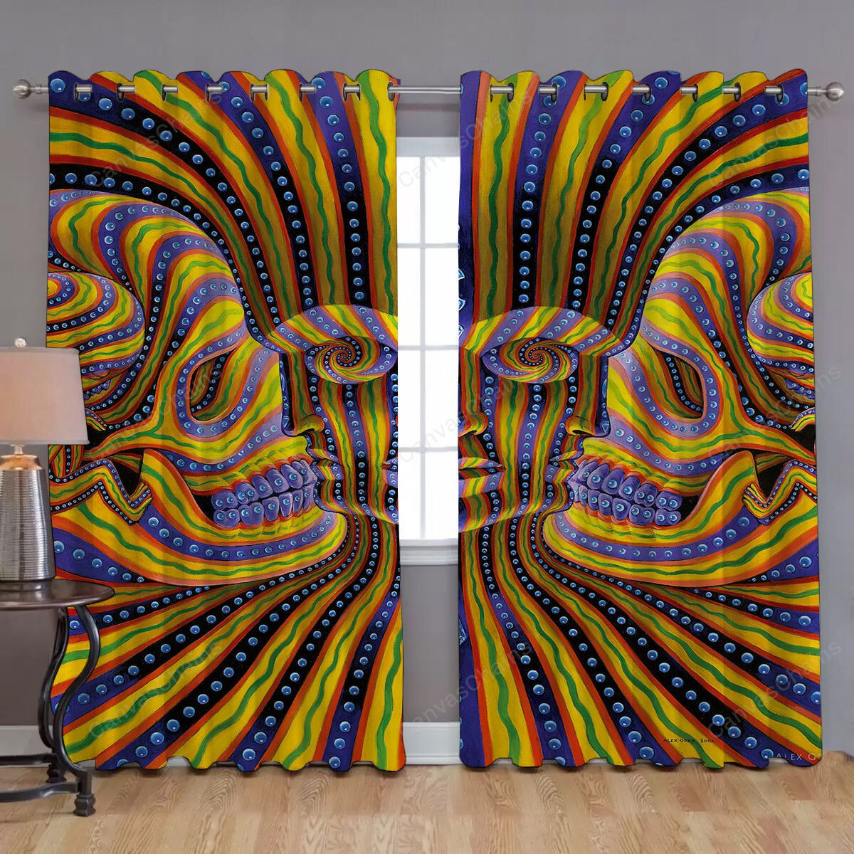 Bardo Being 2002 Alex Grey Watermarked Window Curtains - Blackout