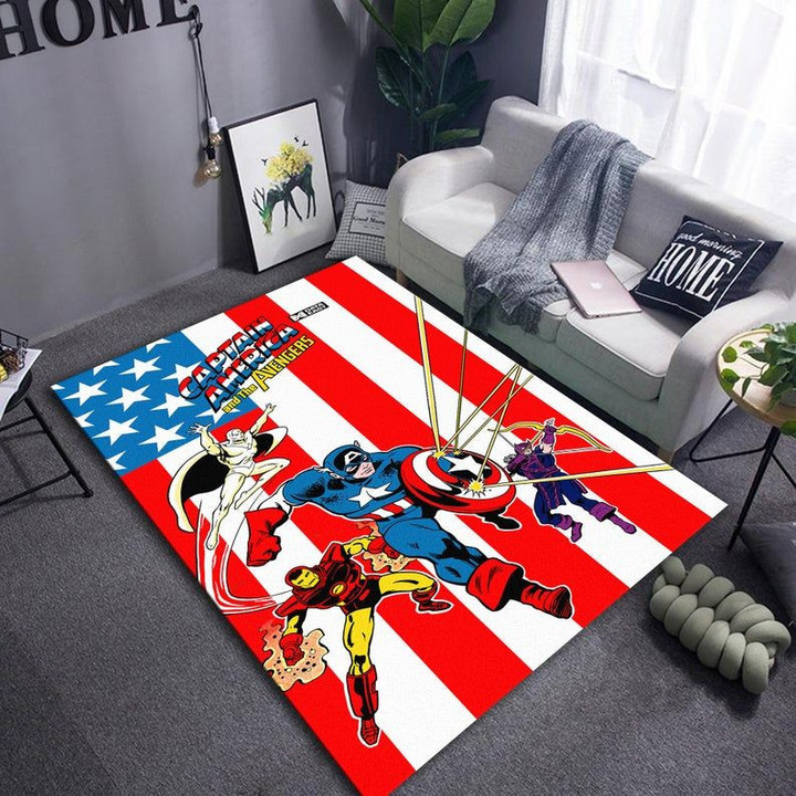 Captain America und The Avengers Retro-Gaming Teppich, Teppiche - Outdoor Teppich, Teppich Wohnzimmer, Küchenteppich, Kinderzimmer, Modern
