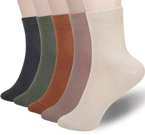 Soft Cotton Bootie Socks Women Above Ankle Crew Socks 5 Pairs