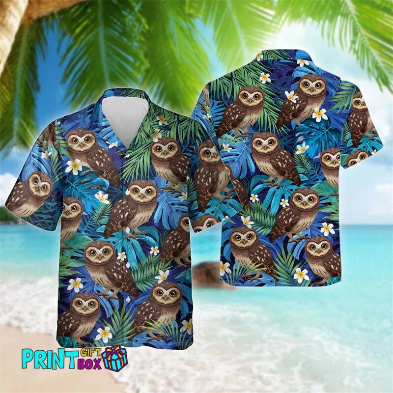 Owl 3D Printed Hawaiian Shirt - PrintGiftBox.com ~ Free shipping on ...