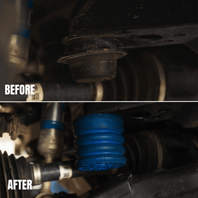 Front: stock bump stop before, YotaTV after