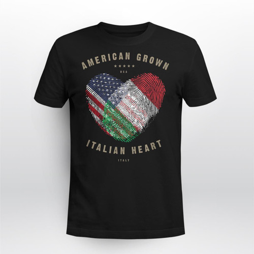 American Grown Italian Heart Love Italy Flag T-Shirt