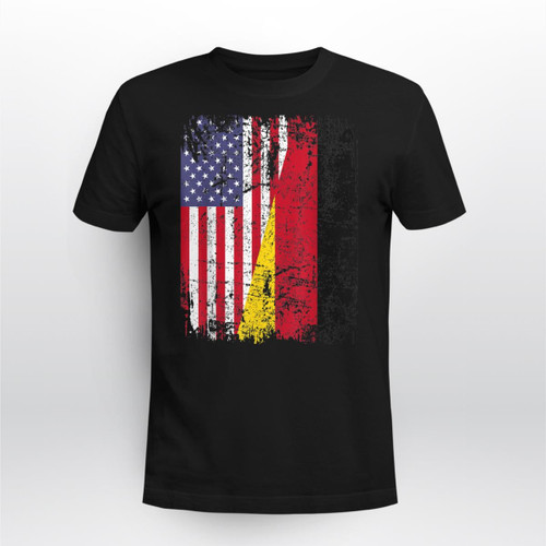 GERMAN ROOS  Half American Flag  USA GERMANY FLAG Tee Shirt