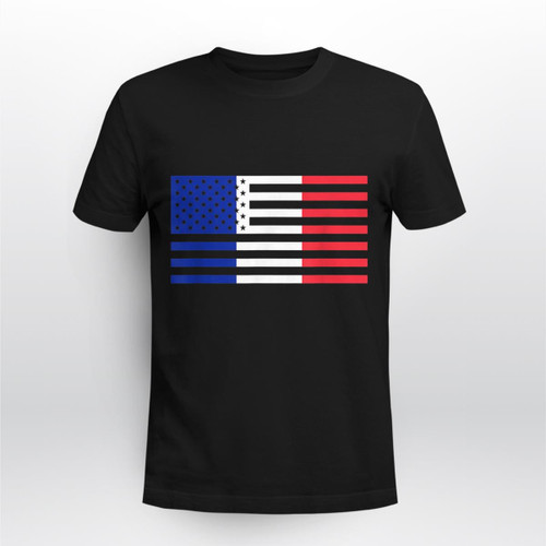 French American Flag T-Shirt America France USA Pride Tee