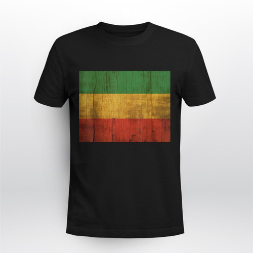 African Ethiopian Flag - Reggae & Rastafari Africa Jamaica Tee Shirt