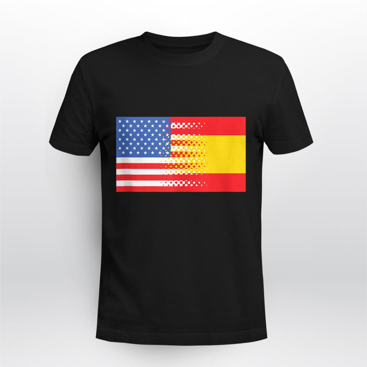 Half American Half Spanish Flag Tank Top Tees