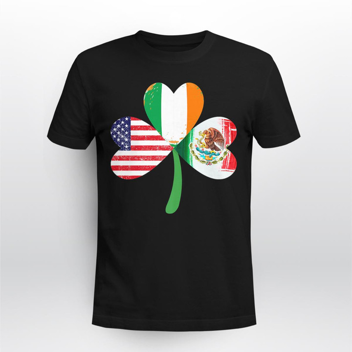American Ireland Mexican Lucky Leaf Irish St. Patrick's Day Premium Tee Shirt