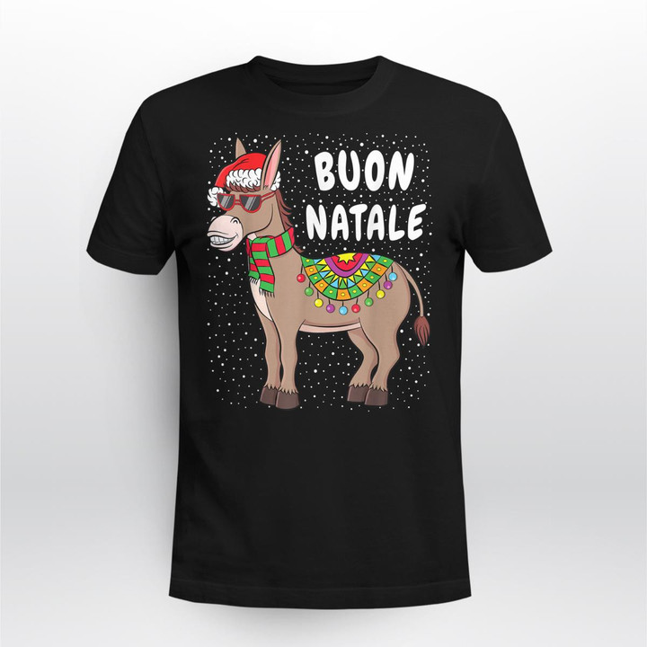 Buon Natale American Italian Xmas Funny Christmas Donkey T-Shirt